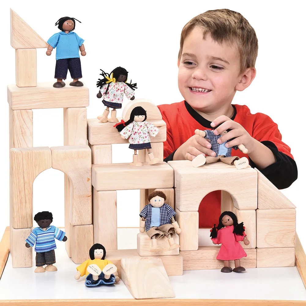 Posable Multicultural Wooden Doll Families | 4 Sets | 16 Pieces