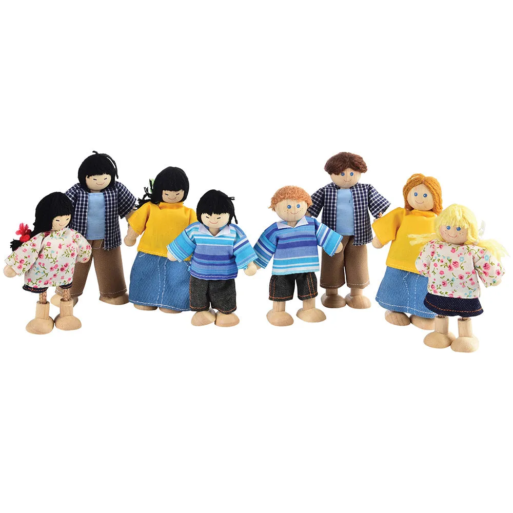 Posable Multicultural Wooden Doll Families | 4 Sets | 16 Pieces