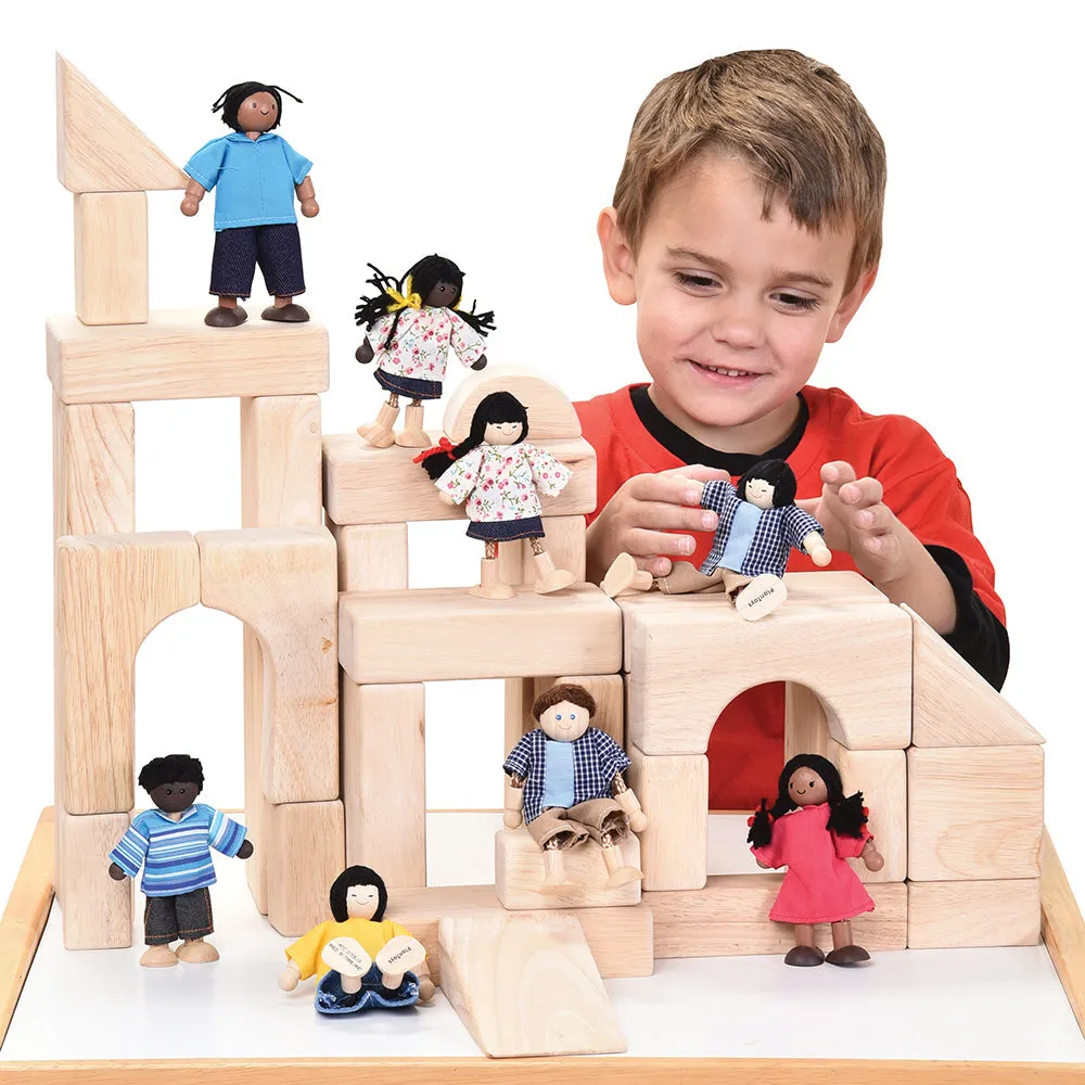 Posable Multicultural Wooden Doll Families | 4 Sets | 16 Pieces