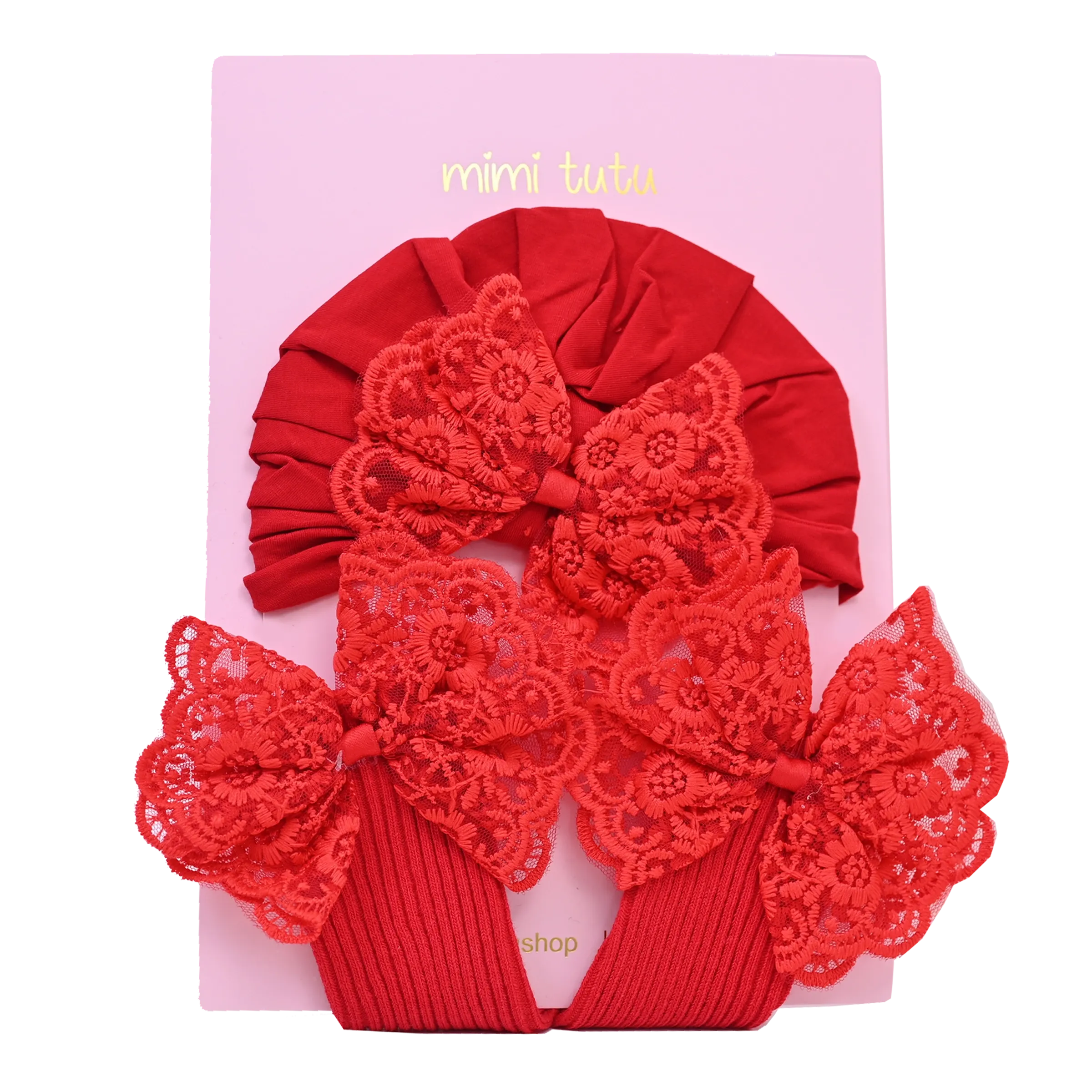 Red Lace Bow Gift Set