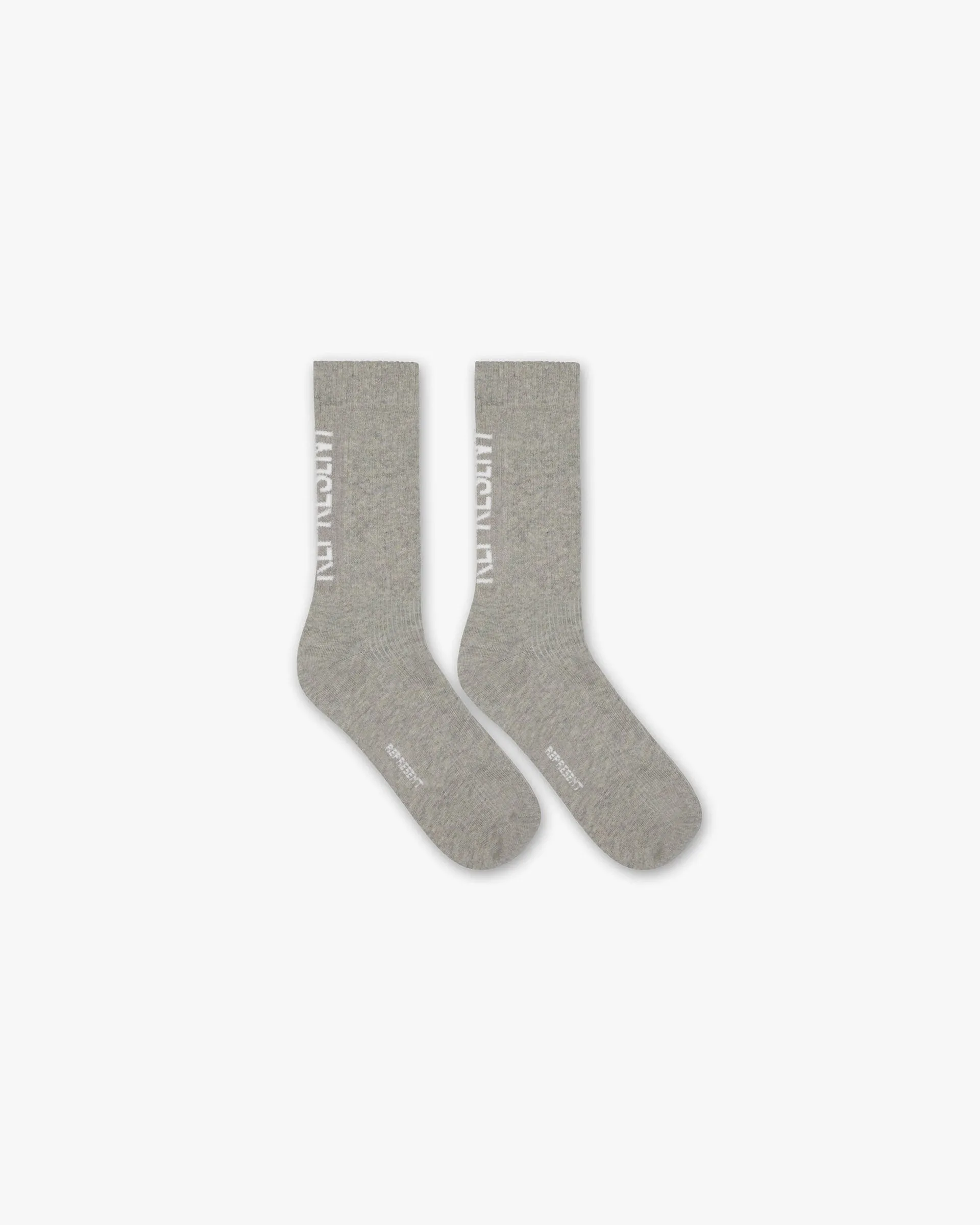 Represent Logo Socks - Ice Grey Marl