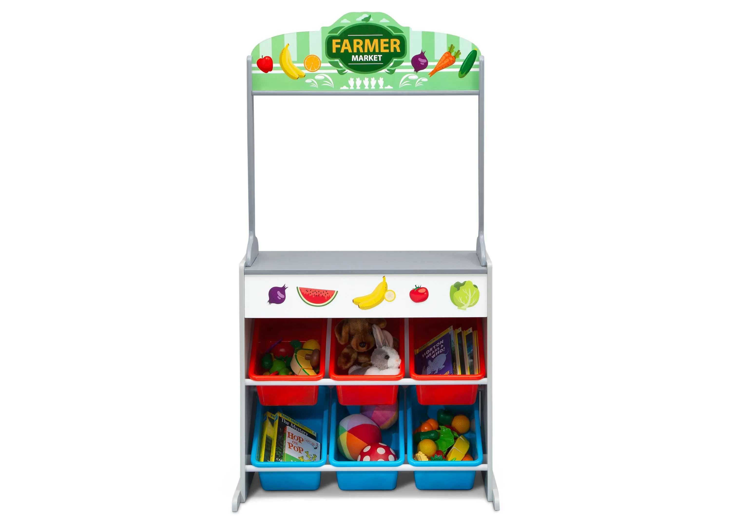 Reversible 4-in-1 Pretend Play Center with Chalkboard & Storage