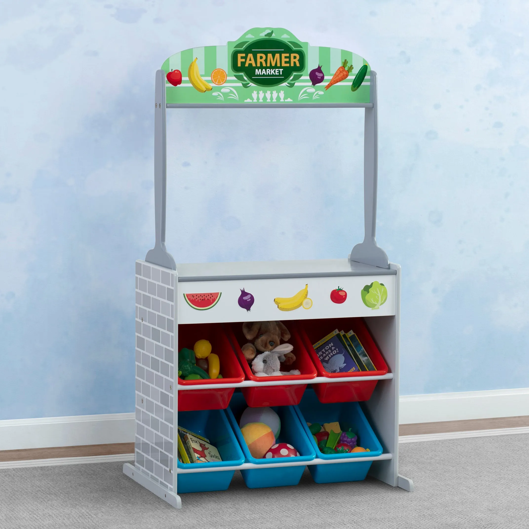 Reversible 4-in-1 Pretend Play Center with Chalkboard & Storage