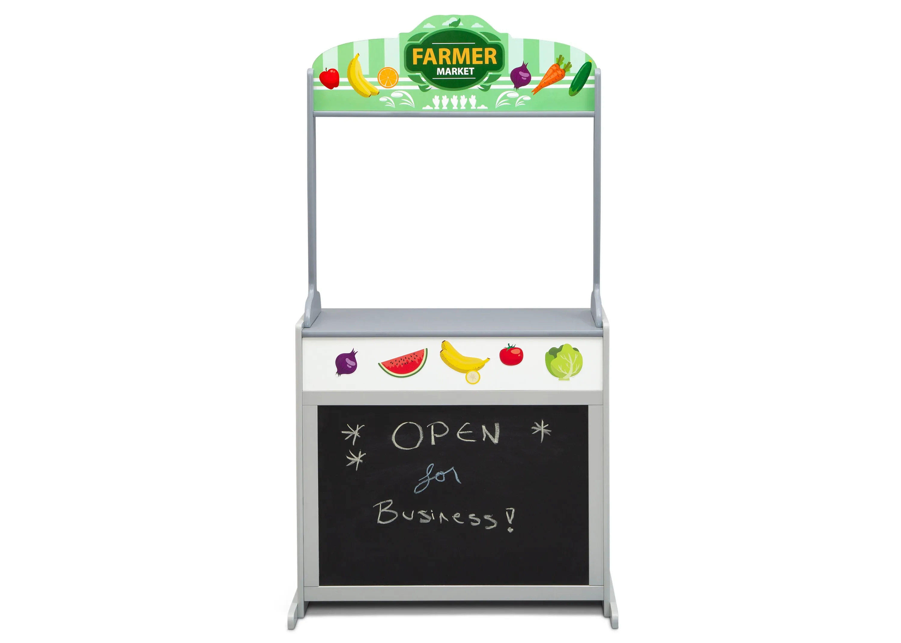 Reversible 4-in-1 Pretend Play Center with Chalkboard & Storage
