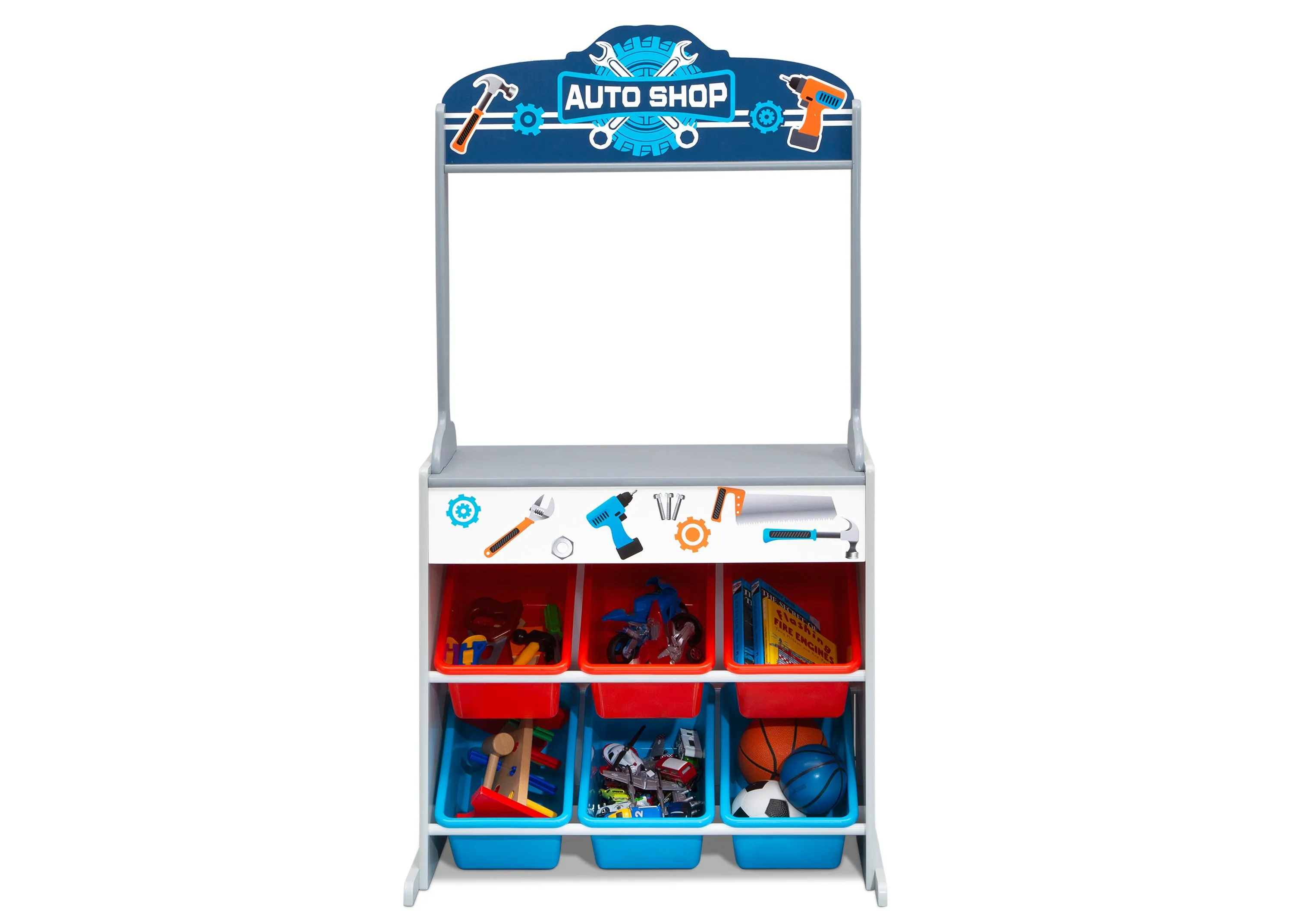 Reversible 4-in-1 Pretend Play Center with Chalkboard & Storage