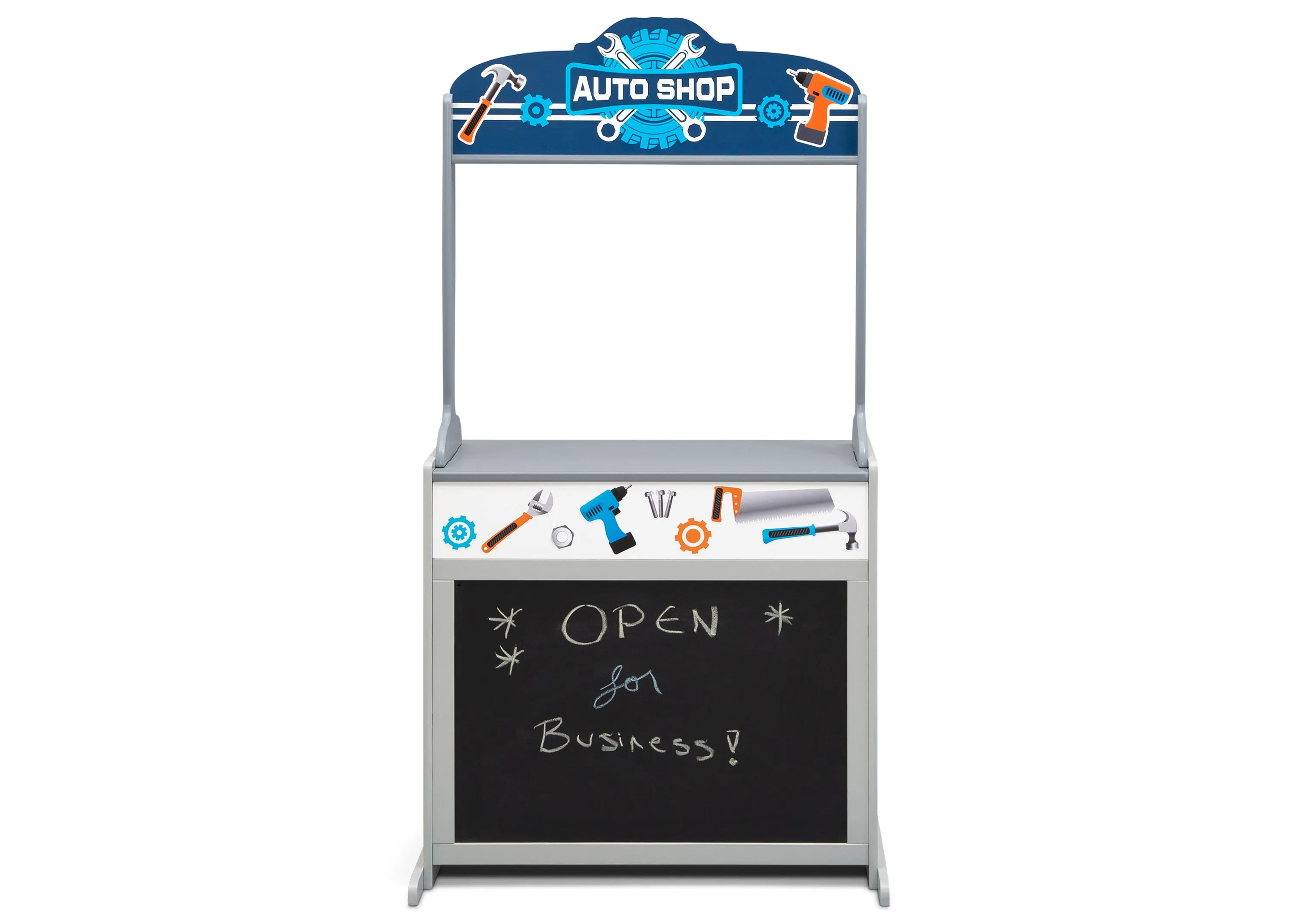 Reversible 4-in-1 Pretend Play Center with Chalkboard & Storage