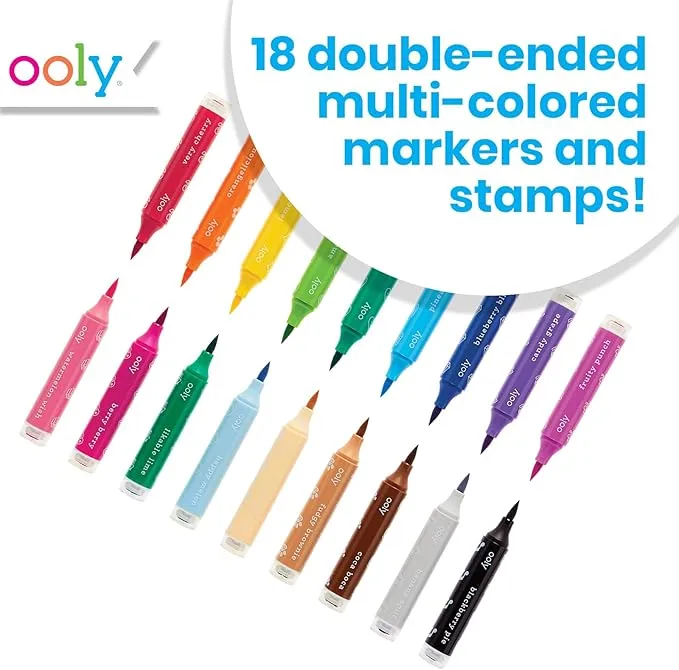 Stampables Double Ended Brush & Stamp Markers - Set of 18