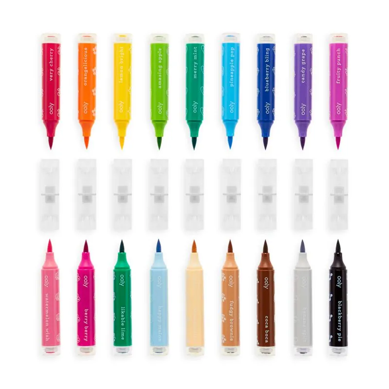 Stampables Double Ended Brush & Stamp Markers - Set of 18