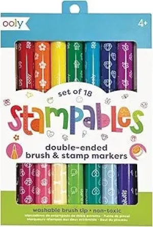 Stampables Double Ended Brush & Stamp Markers - Set of 18