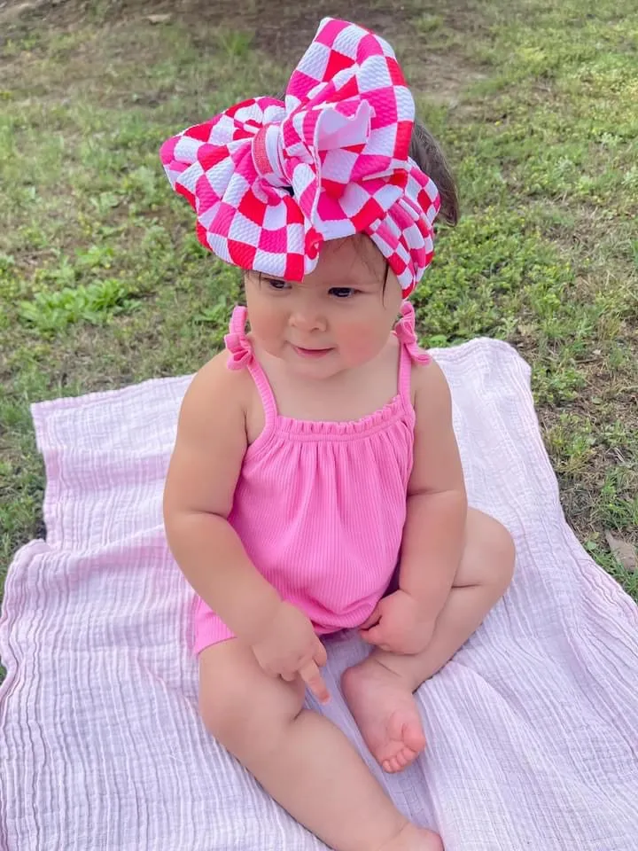 Strawberry Red Checkers Headwrap