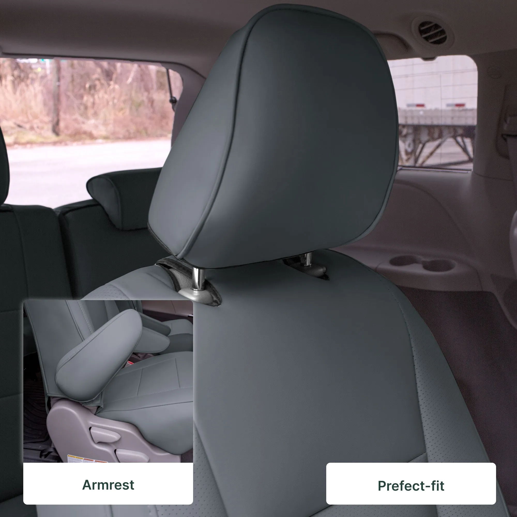 Toyota Sienna 7 Passenger 2011 - 2020 - 2nd Row Set Seat Covers - Solid Gray Faux Leather