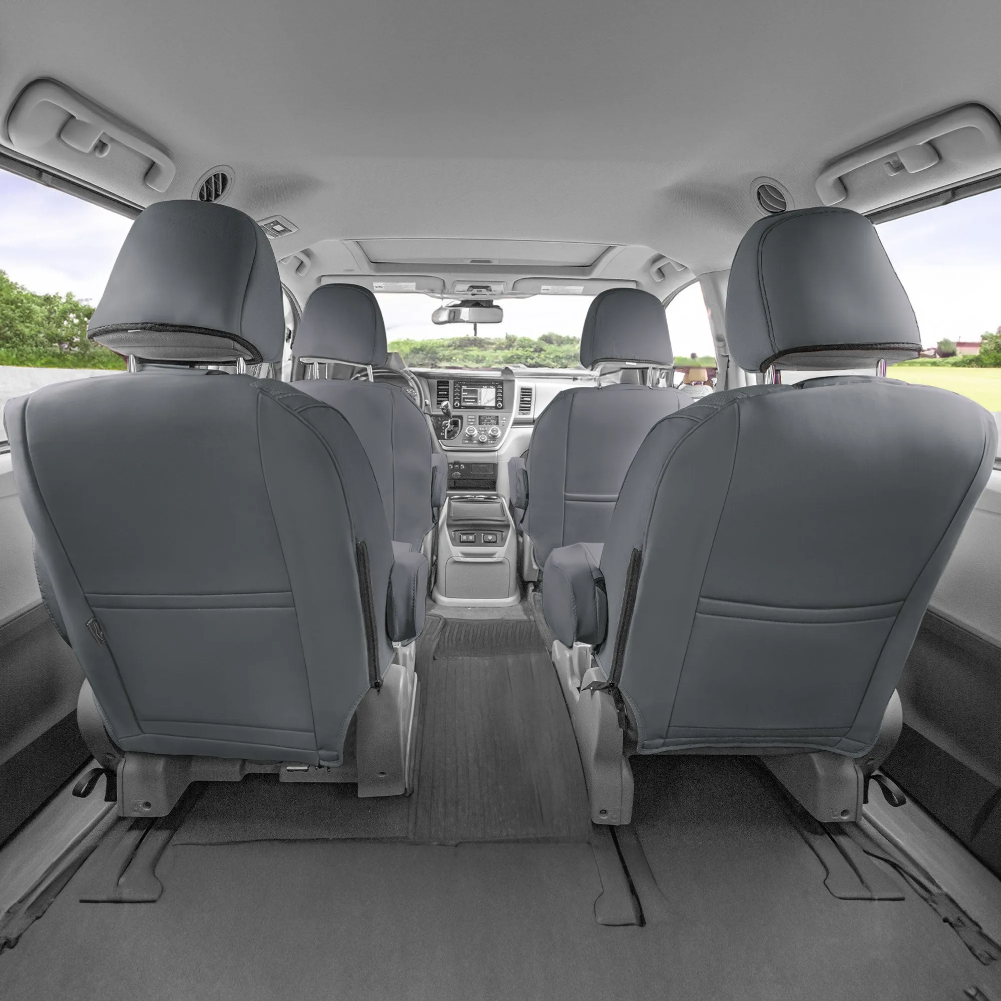 Toyota Sienna 7 Passenger 2011 - 2020 - 2nd Row Set Seat Covers - Solid Gray Faux Leather