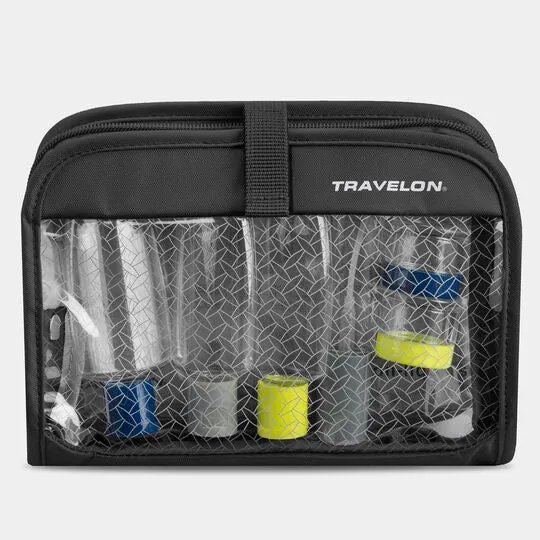 Travelon 3-1-1 Wet/Dry One Quart Clear Hanging Toiletry Bag with Bottles and Jars