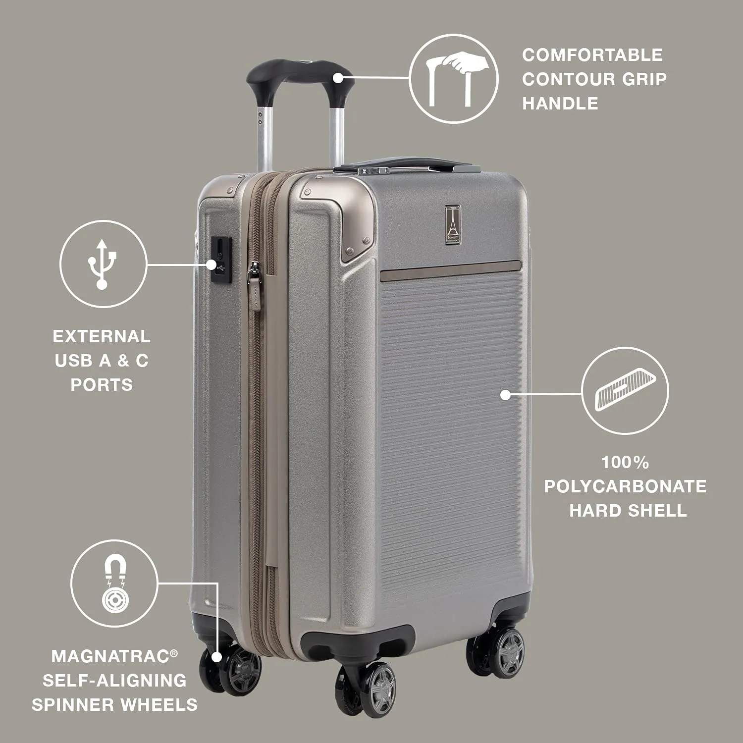 Travelpro Platinum Elite Hardside Expandable Spinner Wheel Luggage TSA Lock Hard Shell Polycarbonate Suitcase, Compact Carry on 20-Inch
