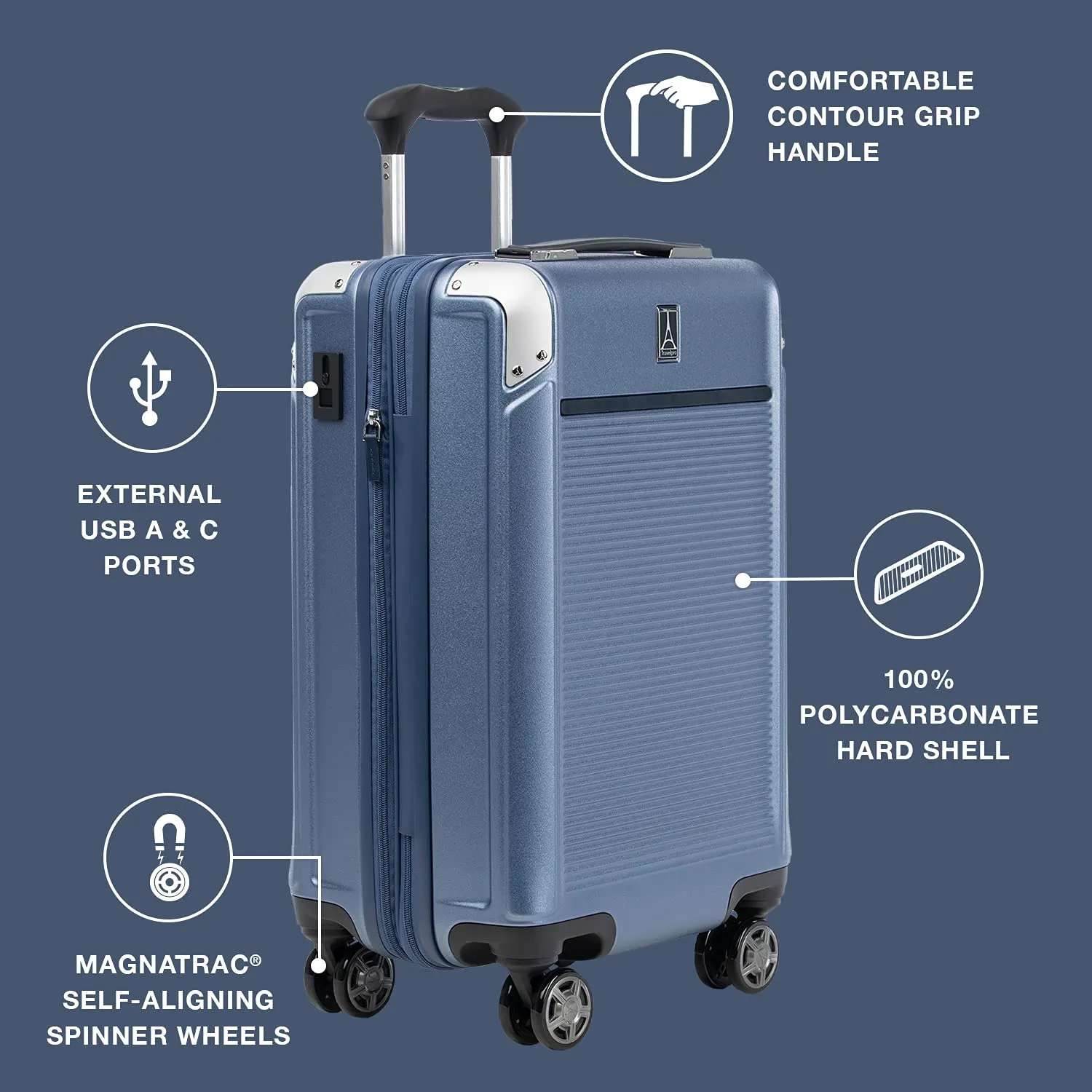 Travelpro Platinum Elite Hardside Expandable Spinner Wheel Luggage TSA Lock Hard Shell Polycarbonate Suitcase, Compact Carry on 20-Inch