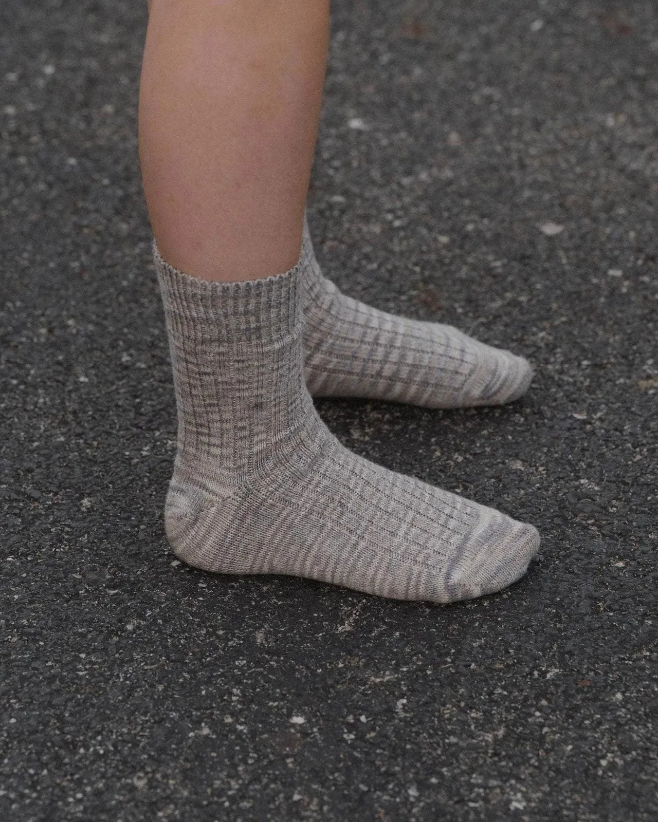 Twisted Over Ankle Socks - Grey Melange