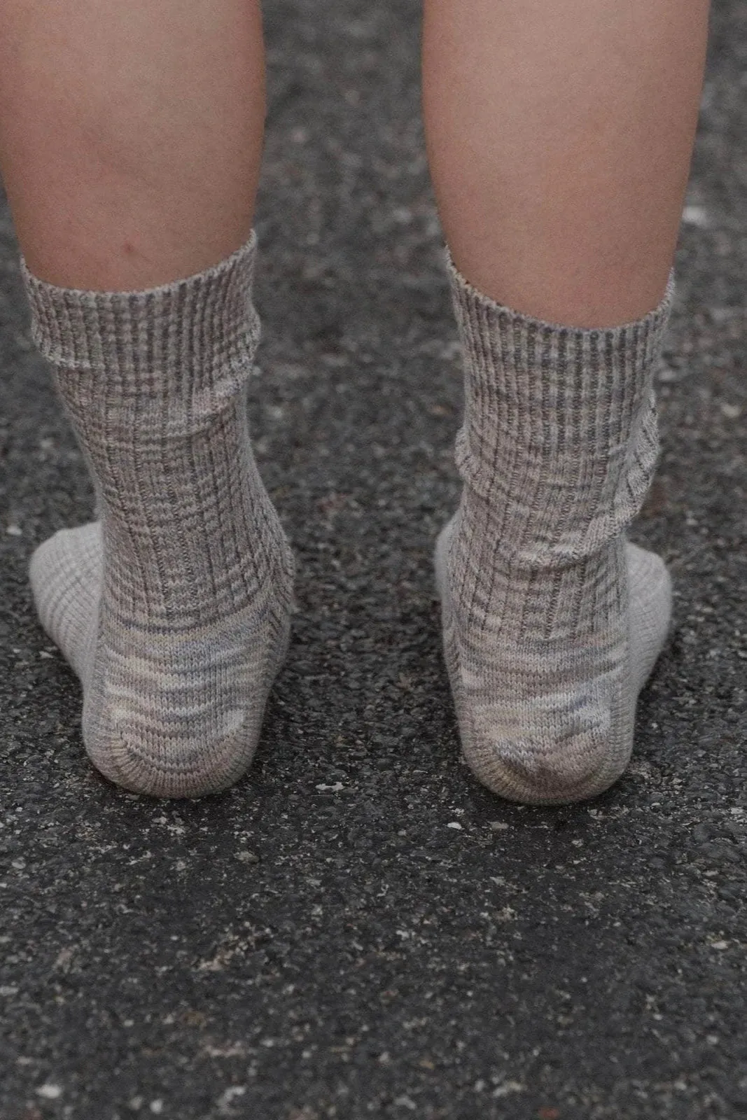 Twisted Over Ankle Socks - Grey Melange