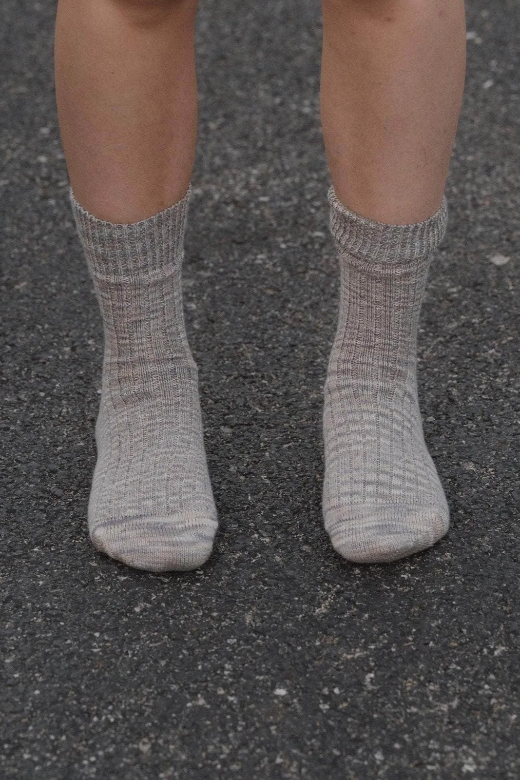Twisted Over Ankle Socks - Grey Melange