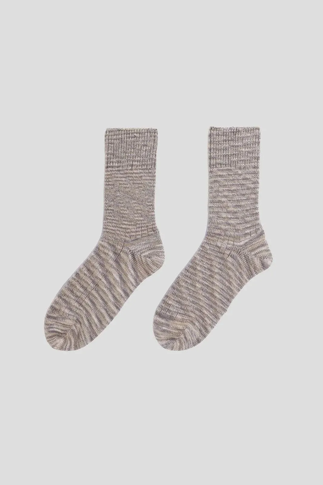 Twisted Over Ankle Socks - Grey Melange