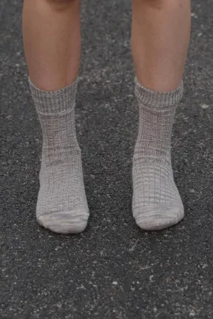 Twisted Over Ankle Socks - Grey Melange