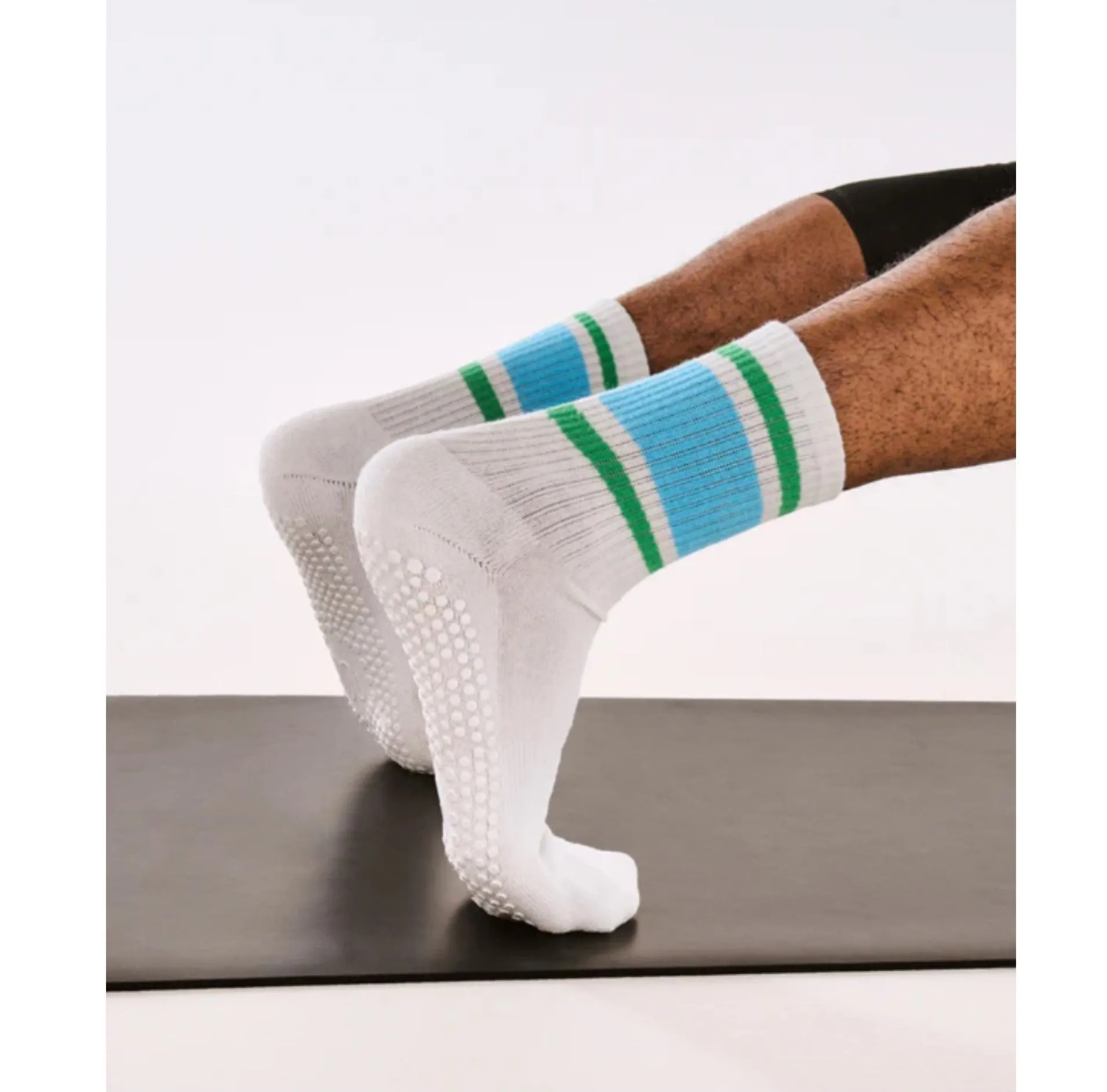 Unisex/Mens Nordic Stripe Crew Grip Socks (Barre / Pilates)