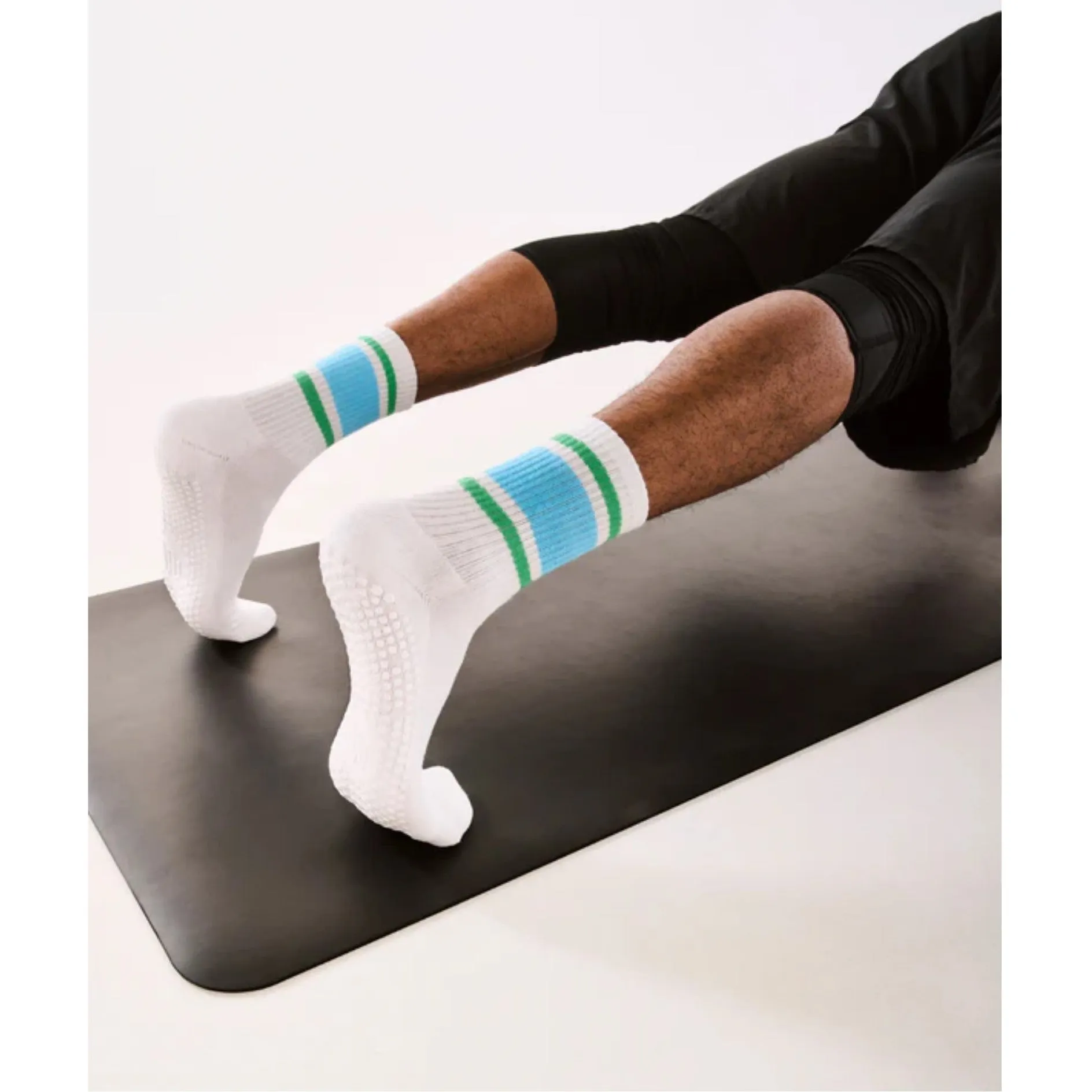 Unisex/Mens Nordic Stripe Crew Grip Socks (Barre / Pilates)