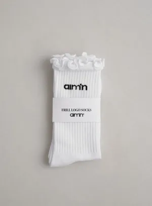 White Frill Logo Socks