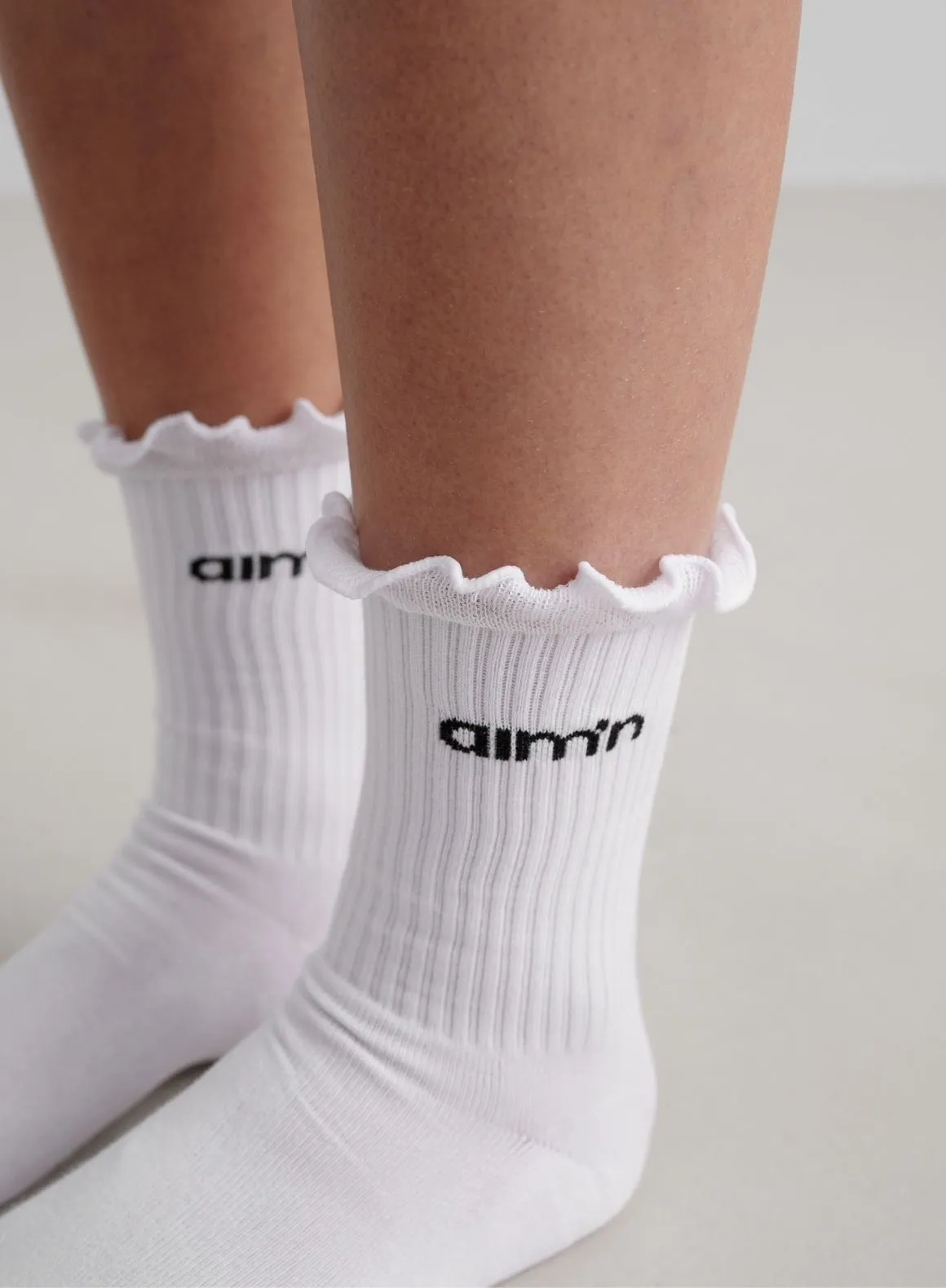 White Frill Logo Socks