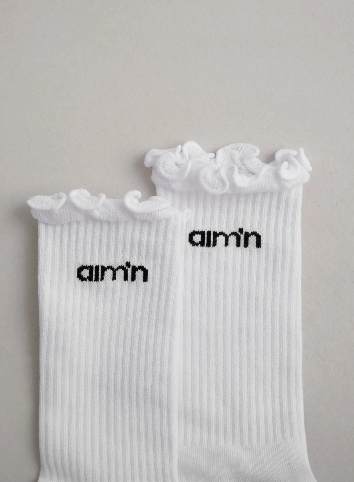 White Frill Logo Socks