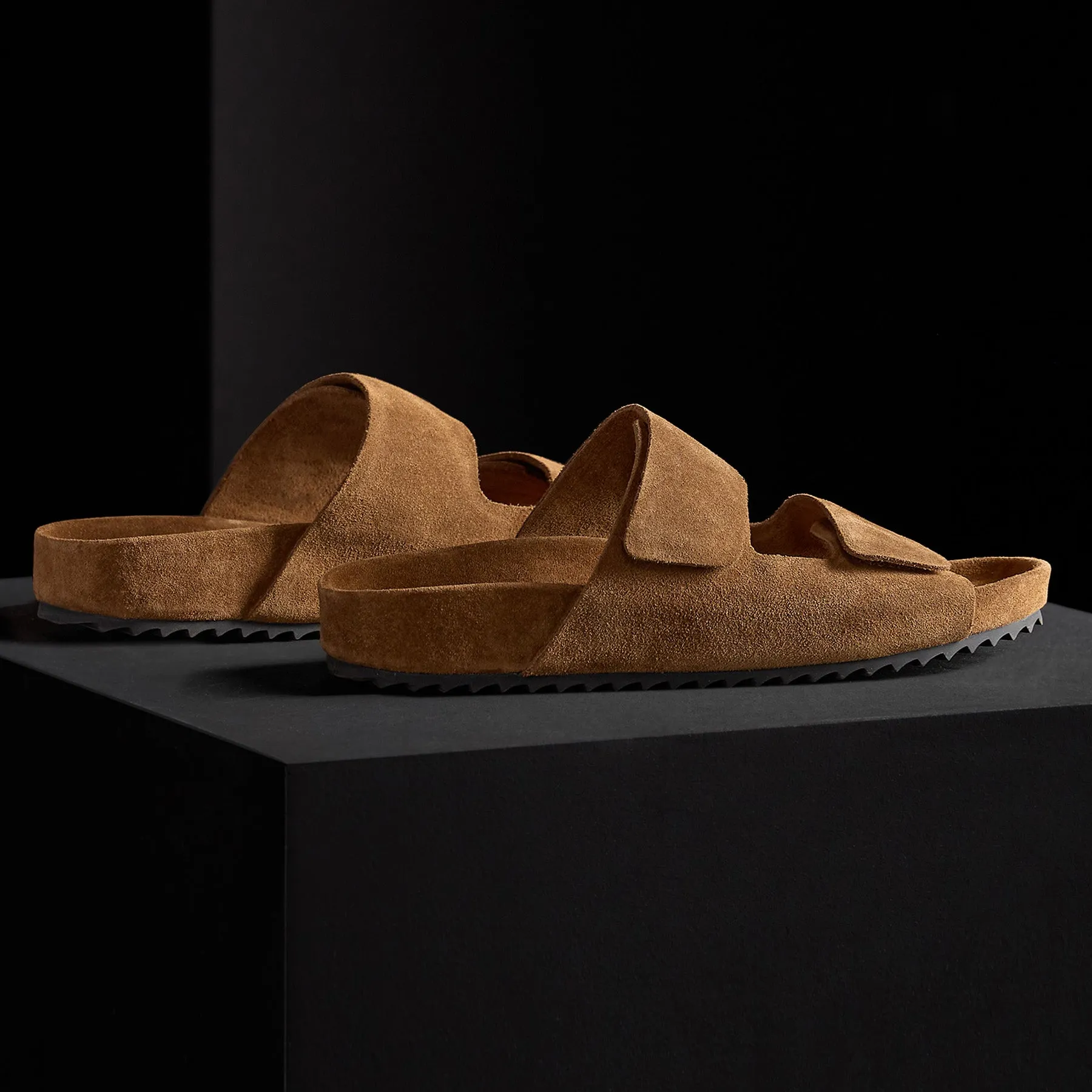 Women's Double Strap Suede Slide - Tabacco