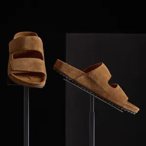 Women's Double Strap Suede Slide - Tabacco