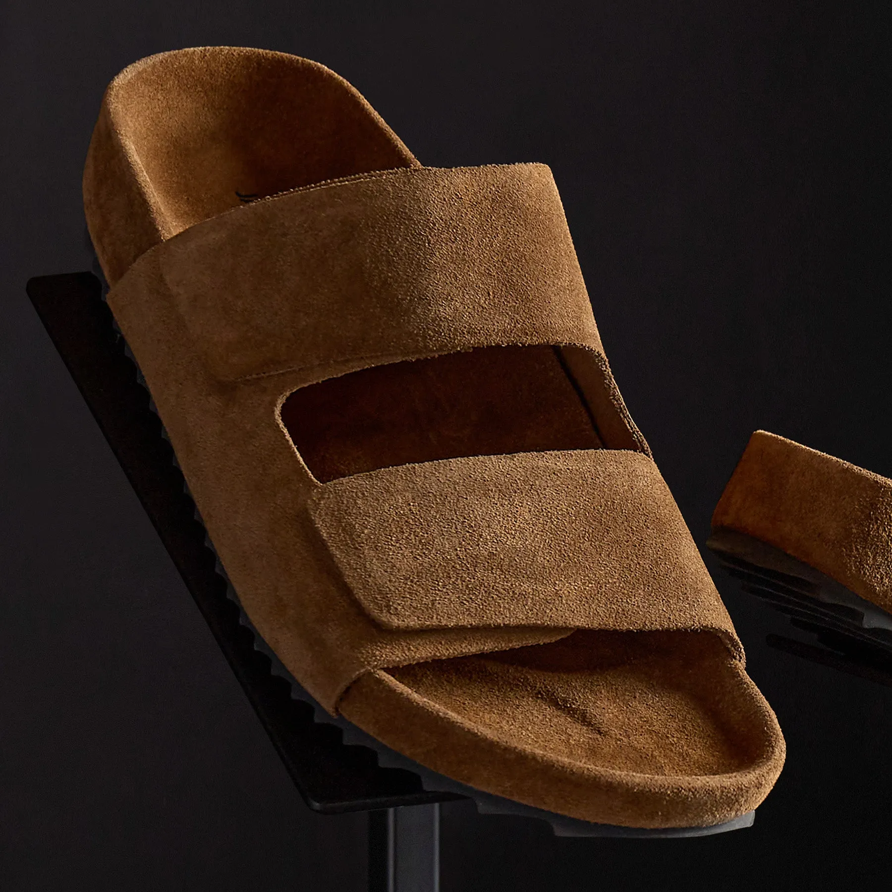 Women's Double Strap Suede Slide - Tabacco
