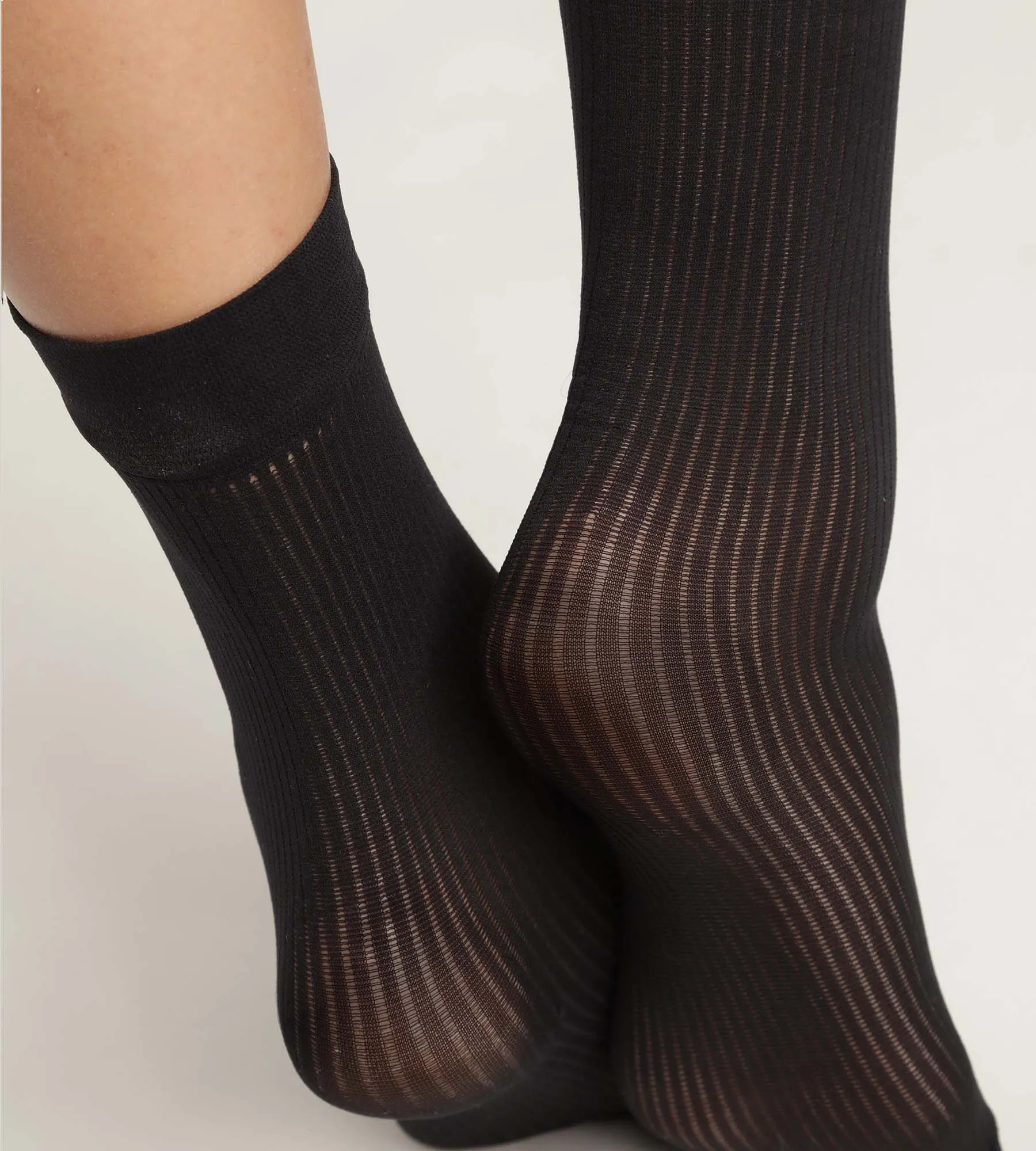 Women's semi-opaque ribbed voile socks Black Dim Style