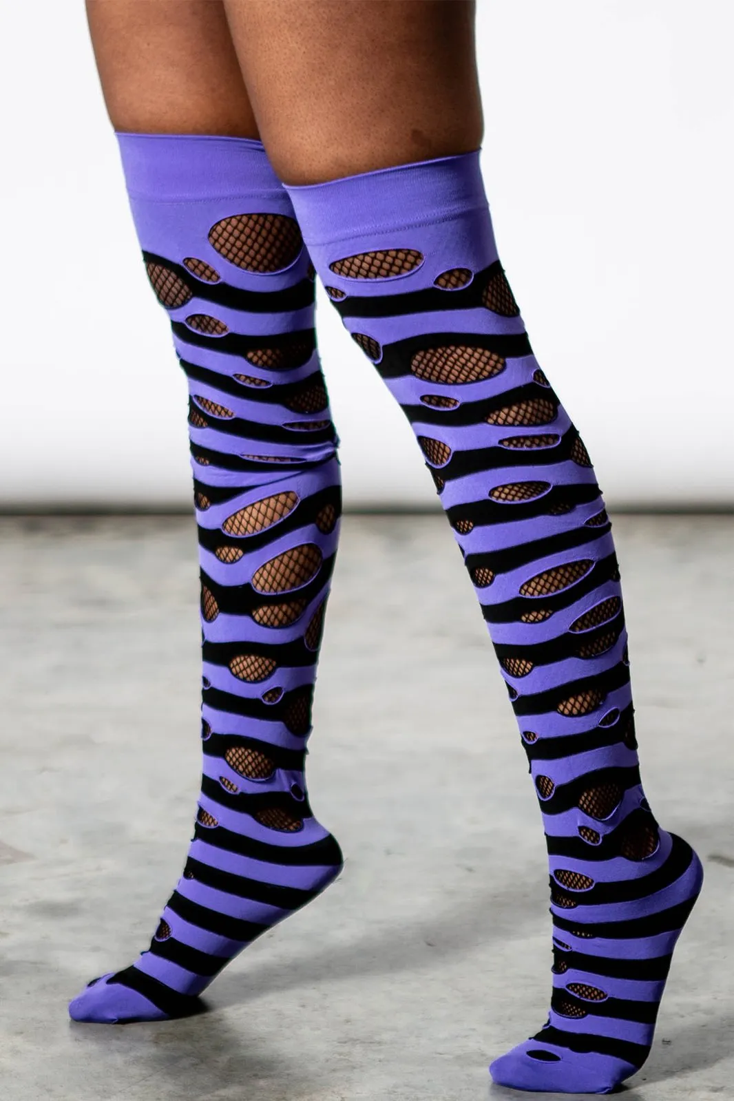 Wretched Soul Distress Socks [BLACK/PLUM]