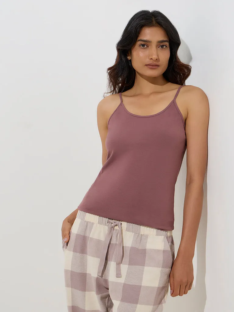 Wunderlove Mauve Cotton-Blend Camisoles - Pack of 2