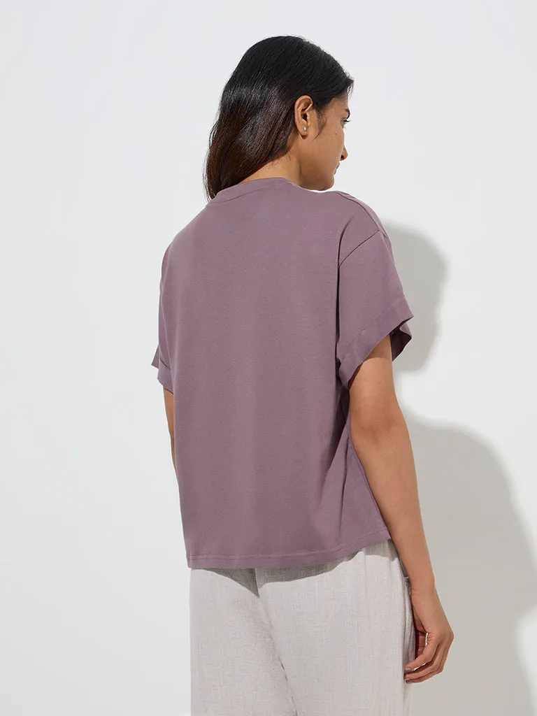 Wunderlove Mauve Solid Cotton T-Shirt