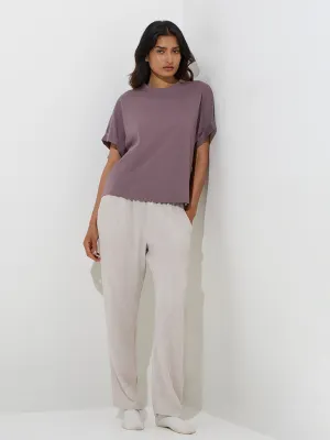 Wunderlove Mauve Solid Cotton T-Shirt