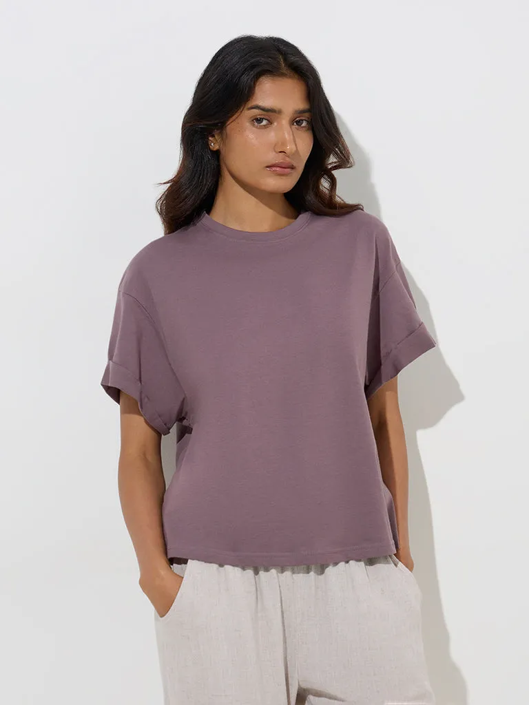 Wunderlove Mauve Solid Cotton T-Shirt
